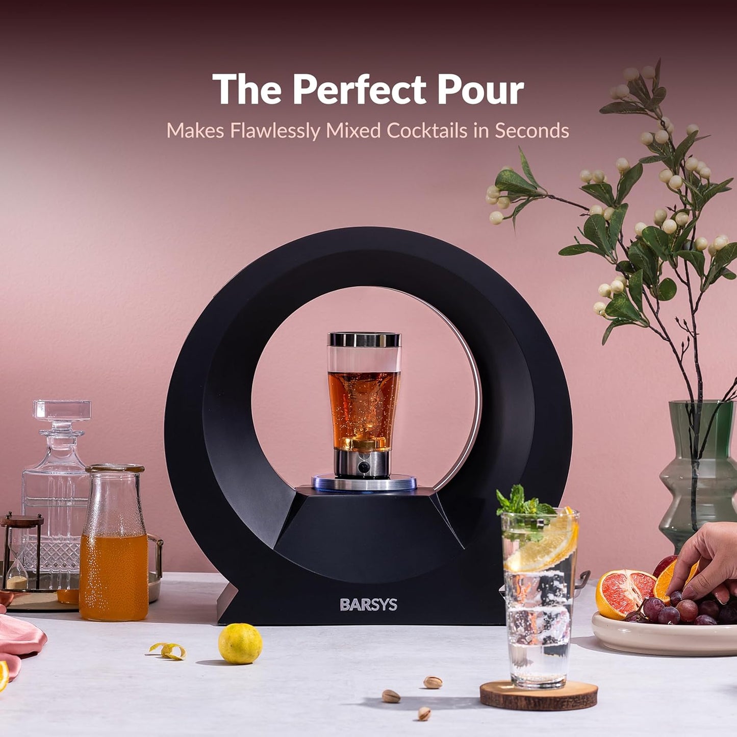 Home bar cocktail drink mixer, app-enabled personalized drinks