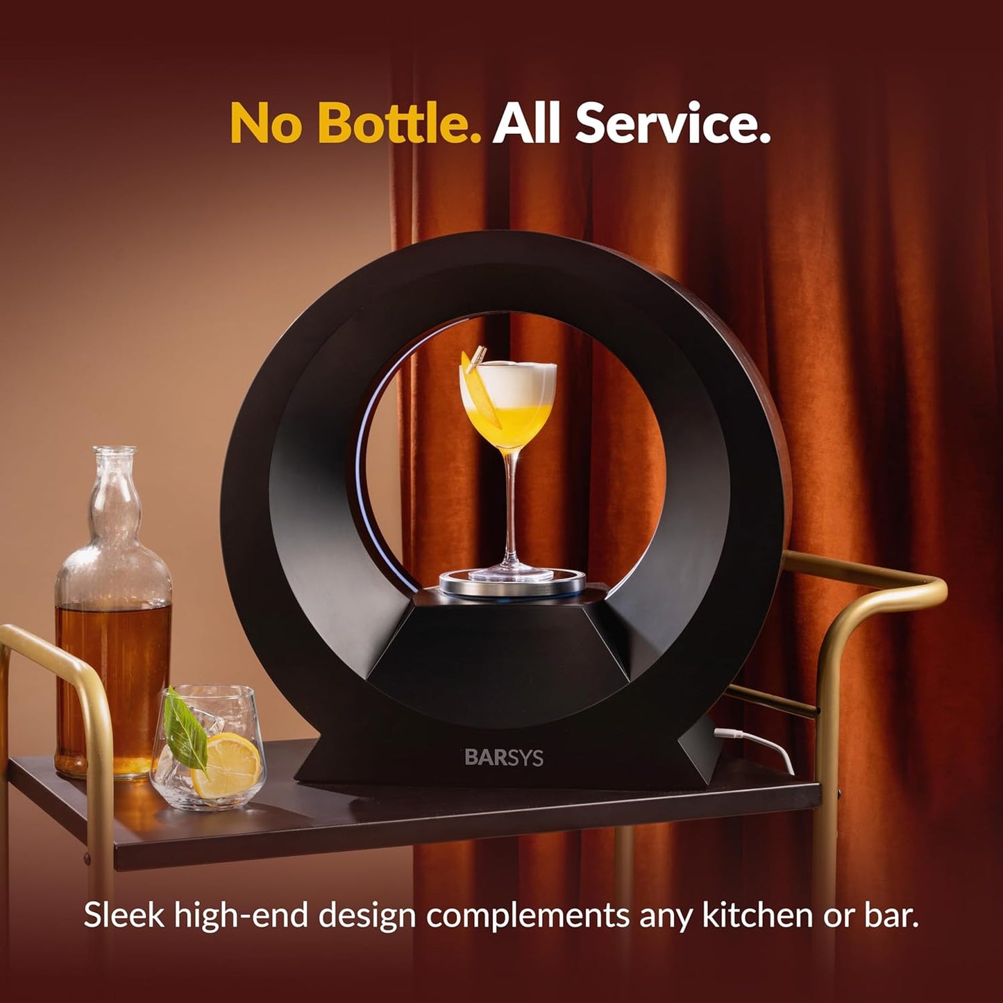 Home bar cocktail drink mixer, app-enabled personalized drinks